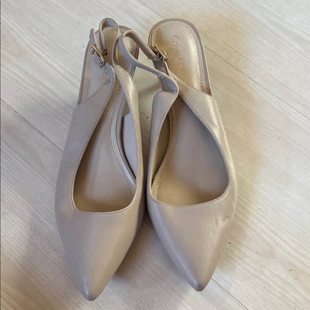 Calvin Klein Women's Cream Slingback Heels